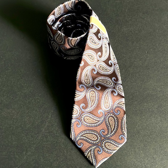 Michael Kors Brown Blue Paisley Silk Tie - New with Tags - Picture 2 of 16